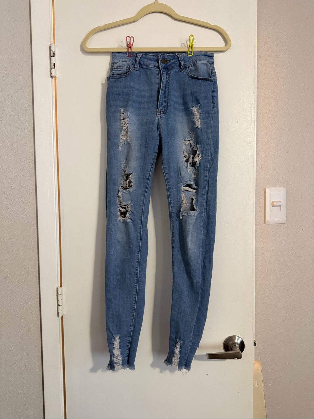 Fashion Nova Light Blue Ripped Skinny Jeans